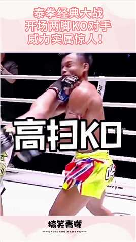 泰拳经典大战，开场两脚KO对手，威力实属惊人！搞笑,搞笑视频,搞笑日常,搞笑段子